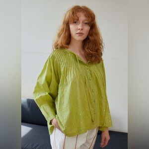 Rujuta Sheth New York XS/SMALL Julia dot embroidered blouse in light yellow